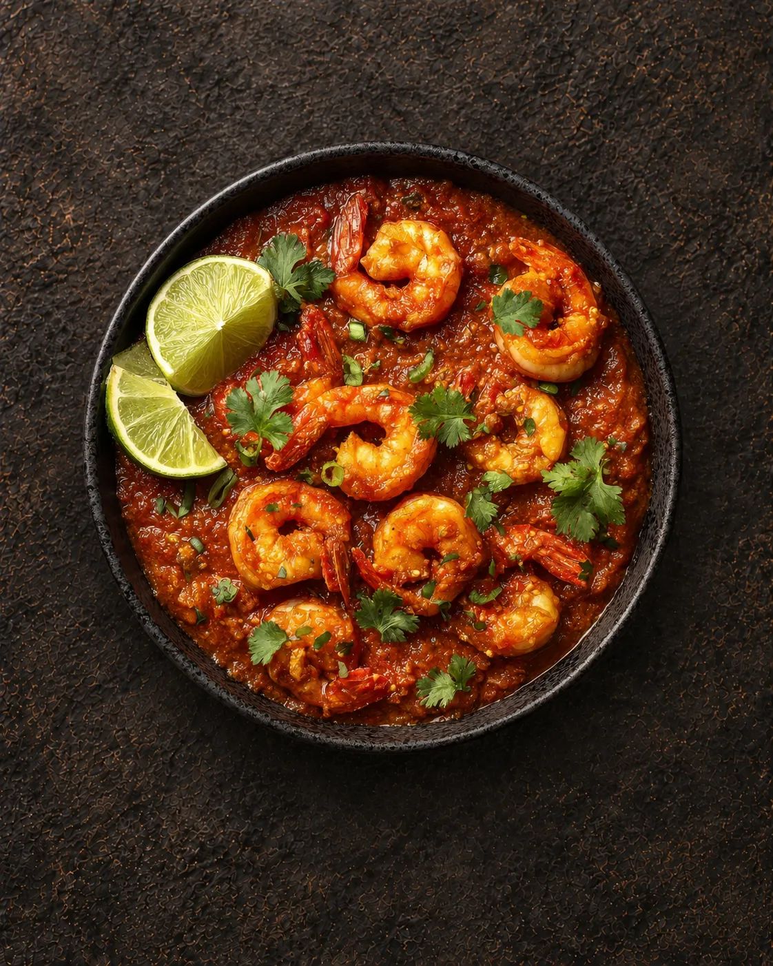 Shrimp curry finished with lime and coriander